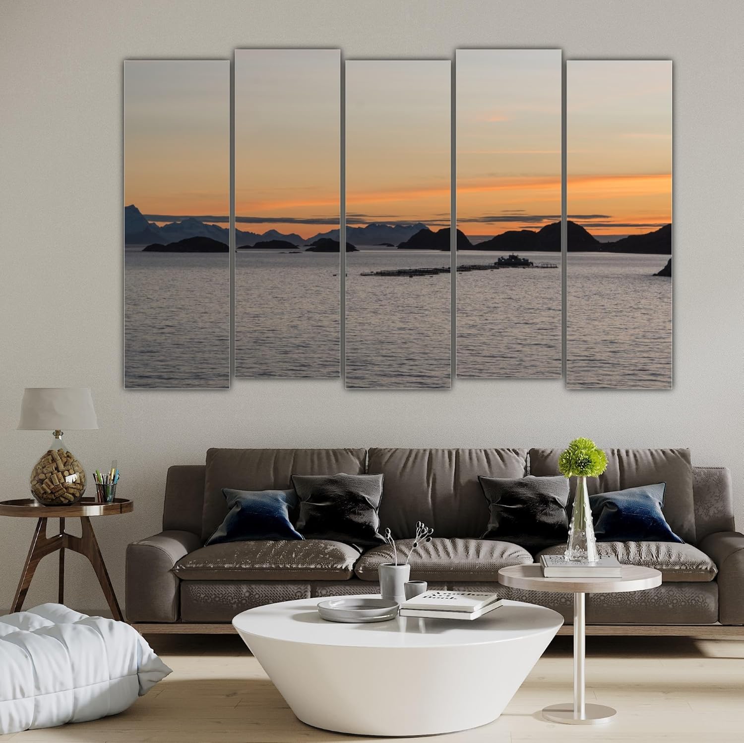 Close-up of the framed Sunset-chaser Multi-Frame Wall Art showing vivid sunset hues