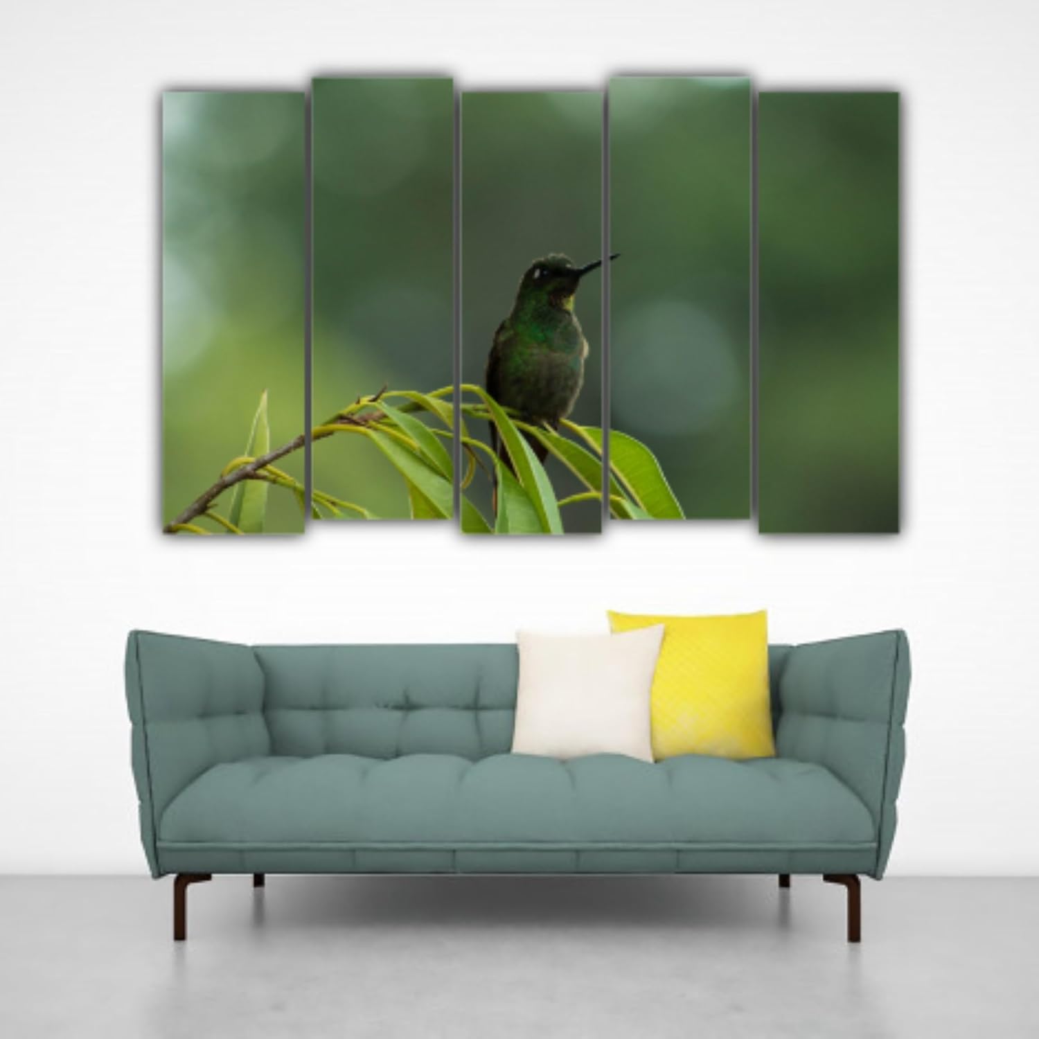 Close-up of colorful bird illustrations in the Tweet Your Walls framed Wall Art.