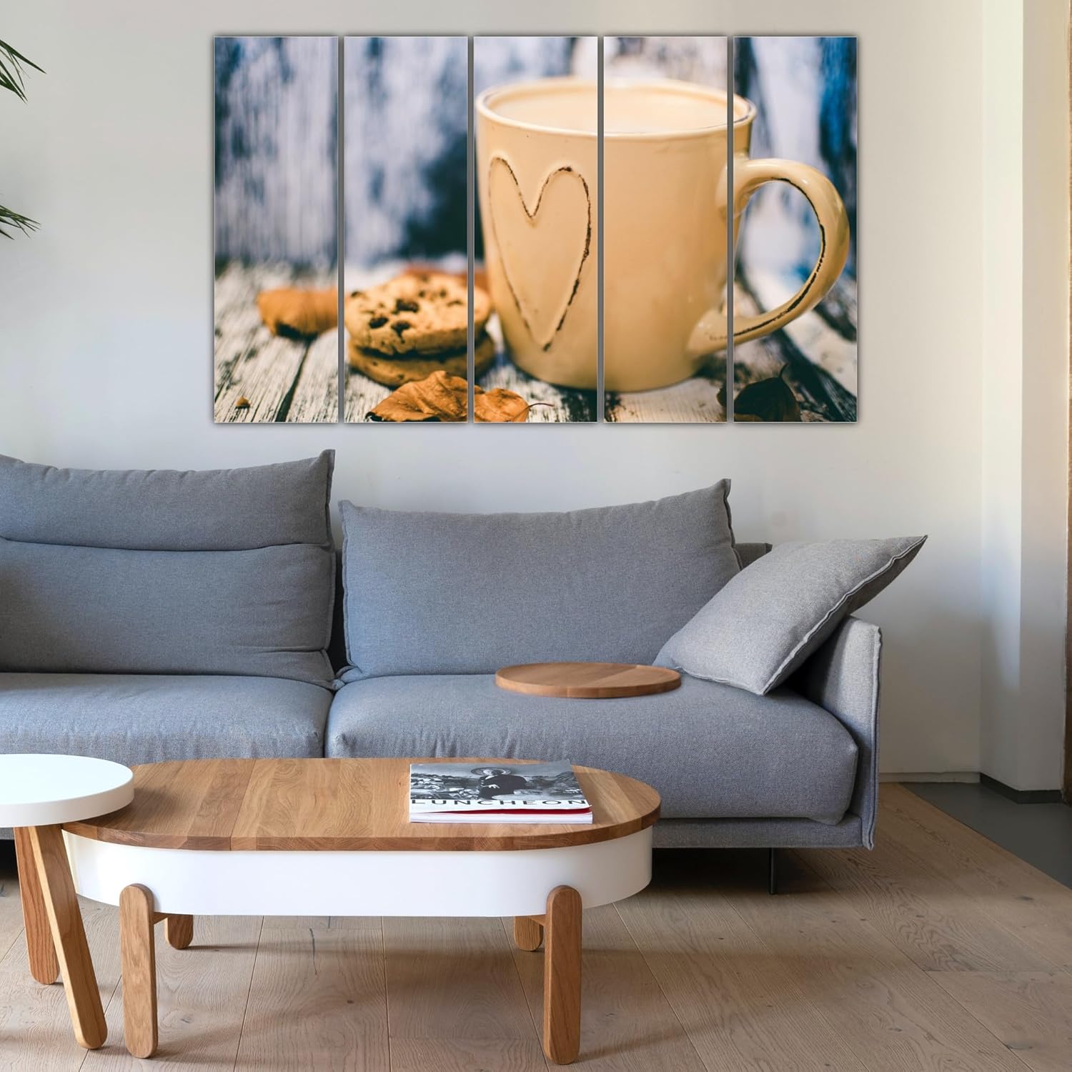 Close-up of splash-proof cup imagery on photography framed wall art