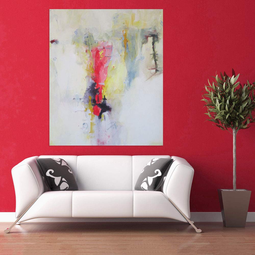 Pink-tastic Surge: Abstract Unframed Wall Art showcasing bold pink brushstrokes