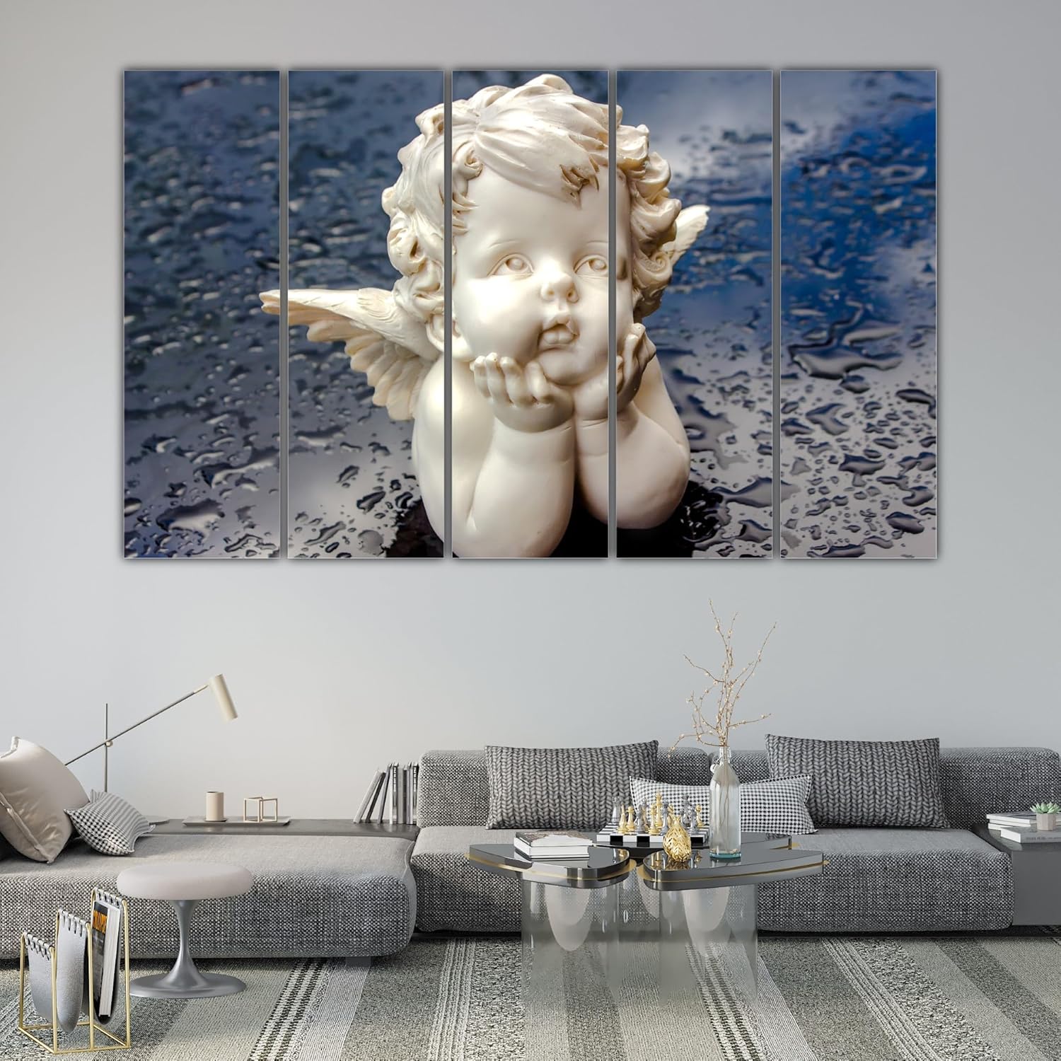 Close-up of the vibrant angel wings across five panels of the Angel-tastic Multiframe Christian Framed Wall Art.
