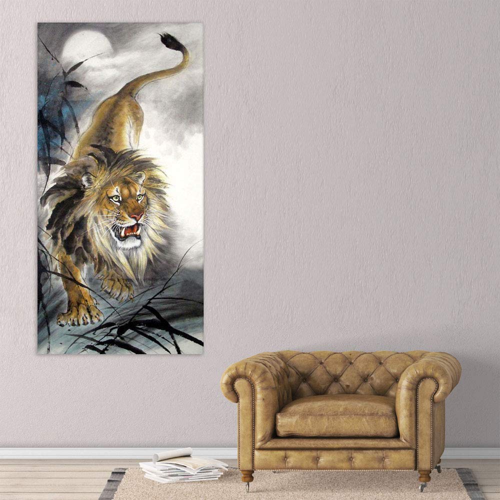 Roar-some King of the Jungle Framed Animals Wall Art (85x40.5cm)