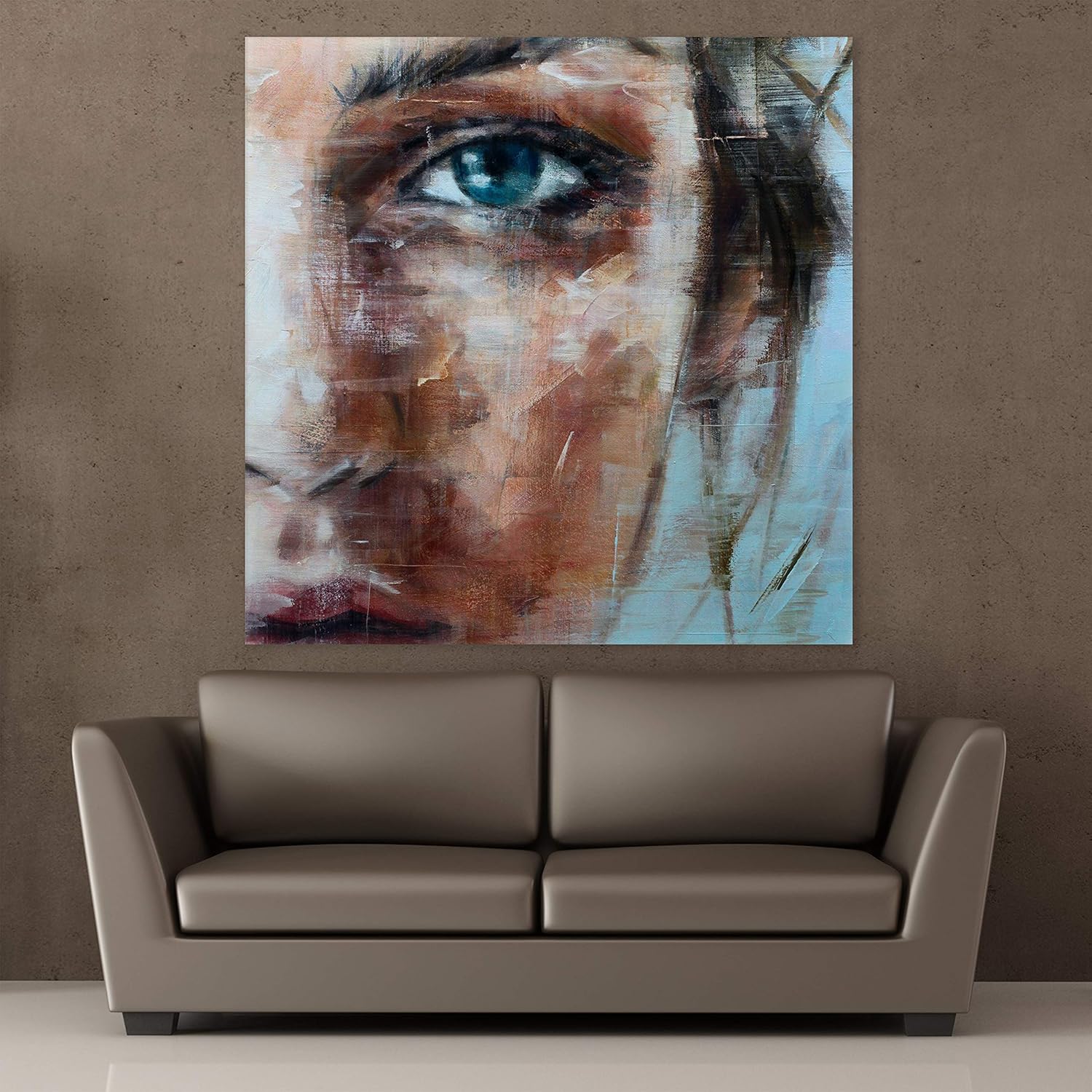 Picture of Pure Innocence: Unframed Wall Art for Every Woman (91cm Square) in a cozy living room.