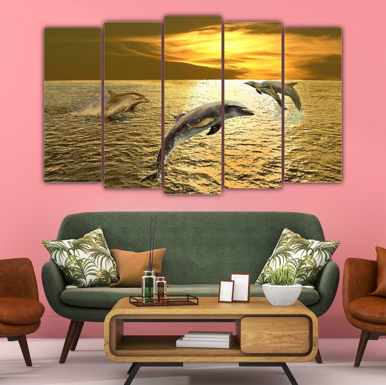 Close-up of a framed dolphin print from Dolphin-bulous Multi-Frame Framed Wall Art That'll Make Waves