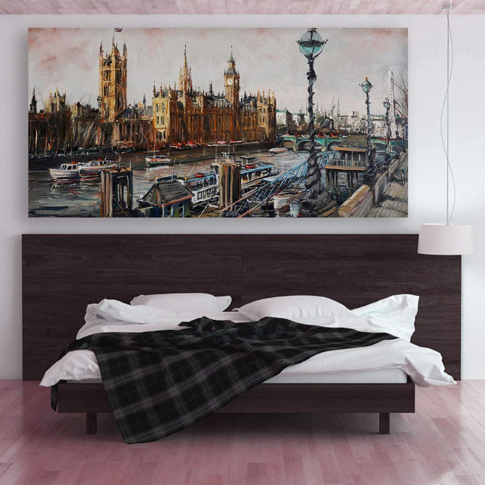 London Wall Art framed canvas with vivid matte finish capturing iconic clock tower