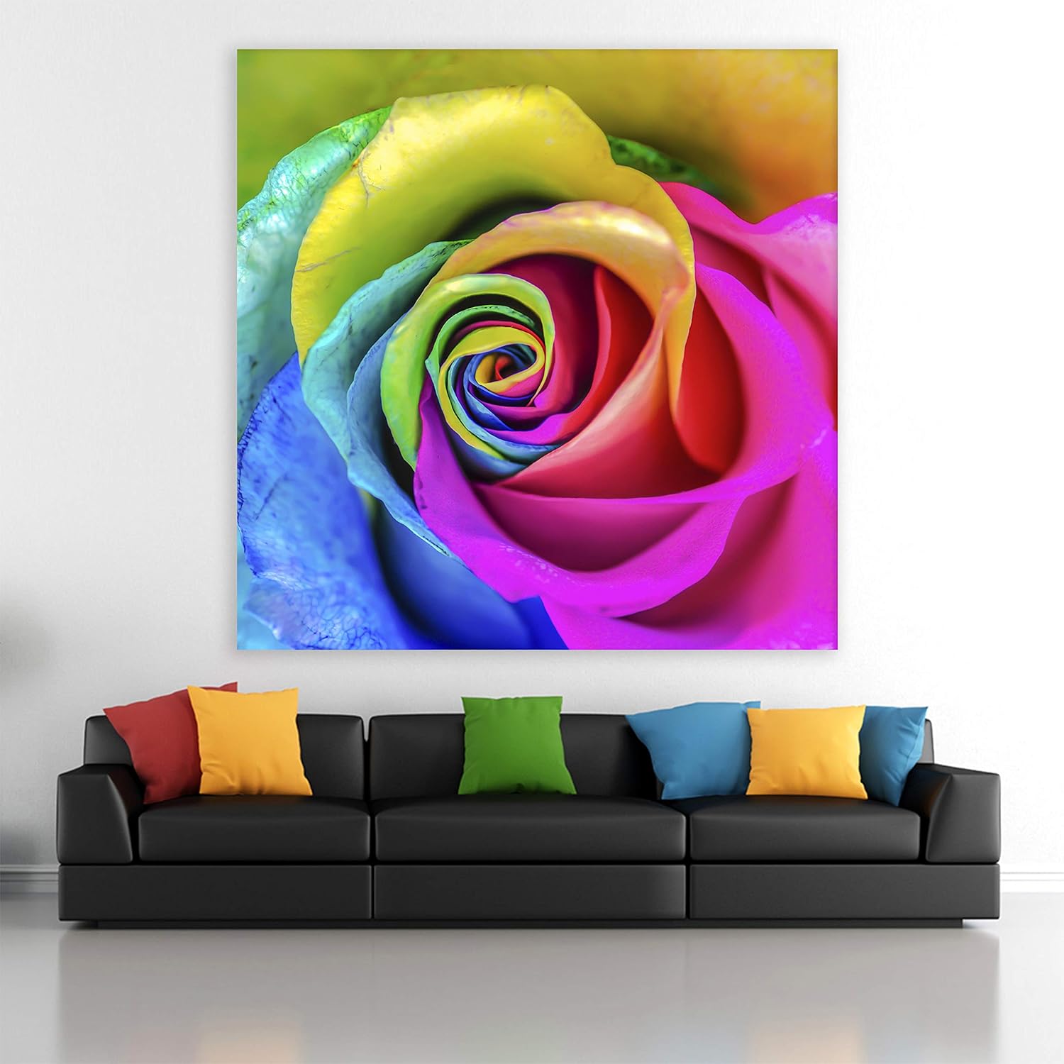 Close-up of Rose-tastic Unframed Photography Wall Art with vivid pink petals against a white background.