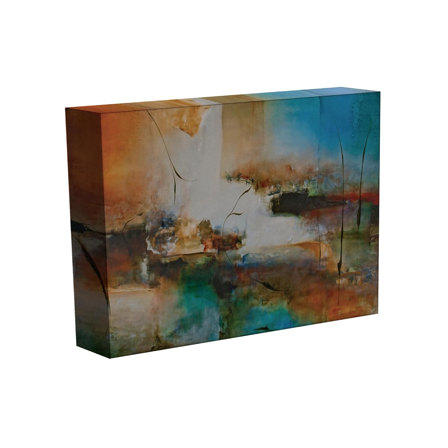 Close-up view of Hallu-Cool-ations: Abstract Framed Wall Art highlighting texture and sturdy wooden frame