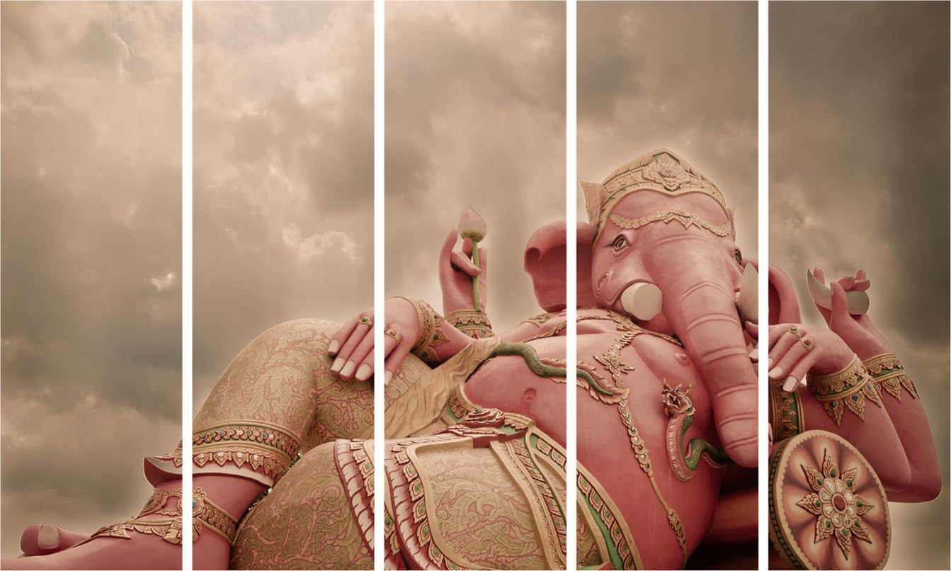 Ganesha-tastic Framed Wall Art5-Panel Divine Delight!