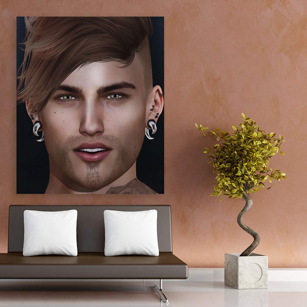 Stubble-tastic Man Unframed Wall Art showcasing a rugged stubble-themed canvas portrait