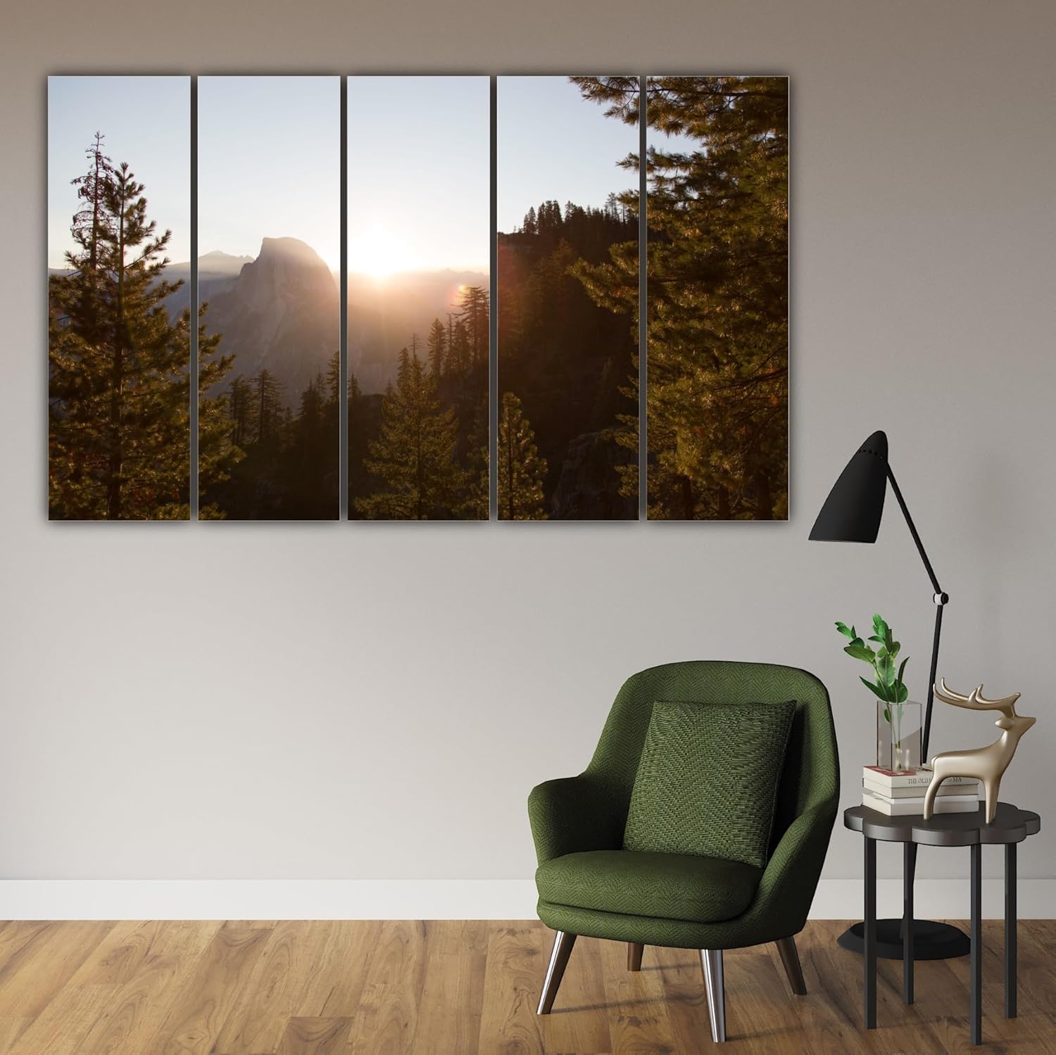 Vibrant mountain scene Wall Art in multi-frame design brightening up a living room wall