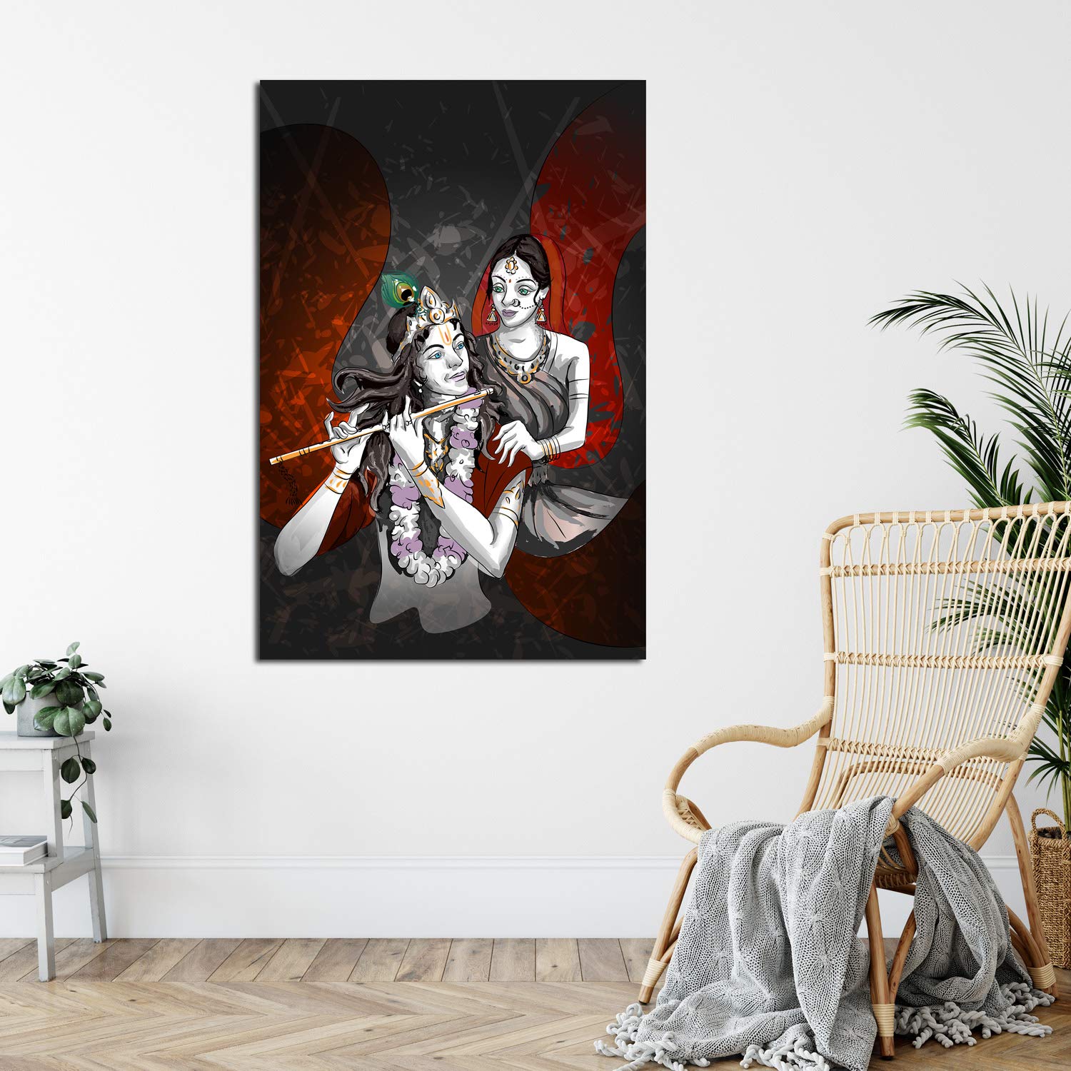 Godly Duo On Canvas: Unframed Radha Krishna Wall Art