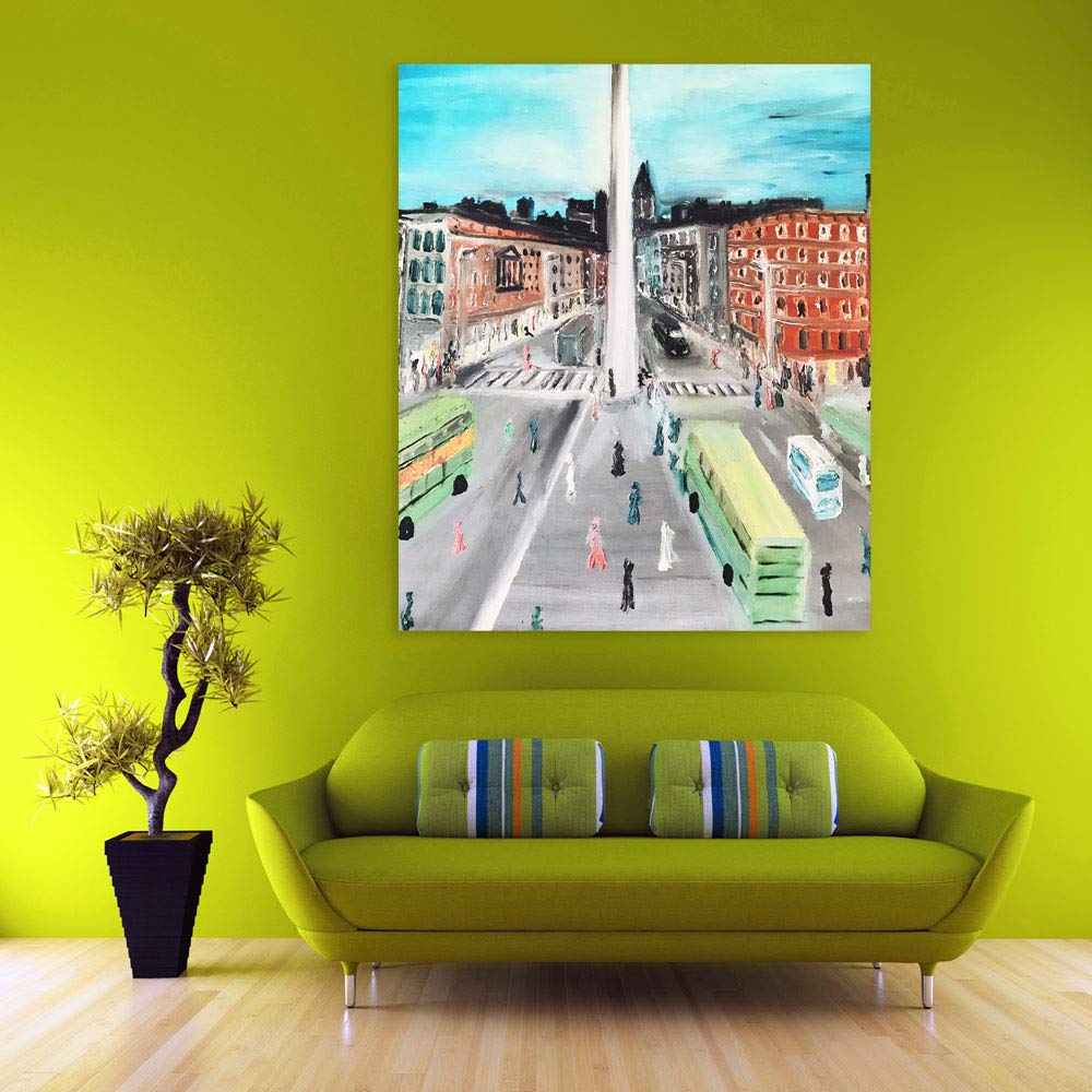 Square-tacular City Square Unframed Wall Art showing vibrant cityscape in matte cotton canvas.