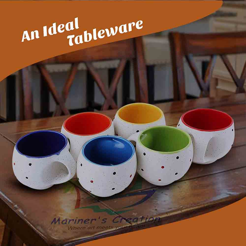 White Tea Cups with dots for Kitchen