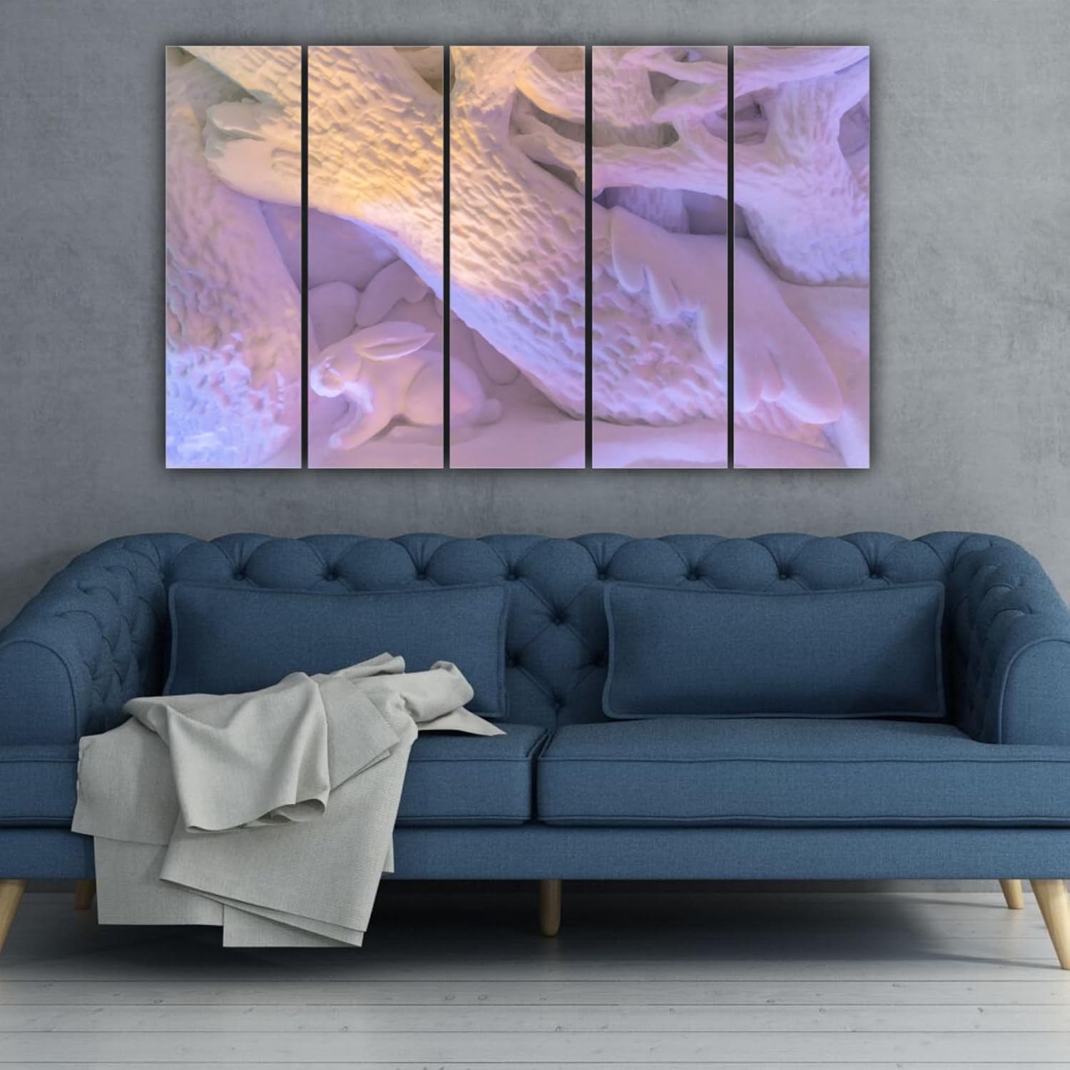 Close-up of the multi-frame winter scene from the Snow-tacular 5-Panel Framed Wall Art.