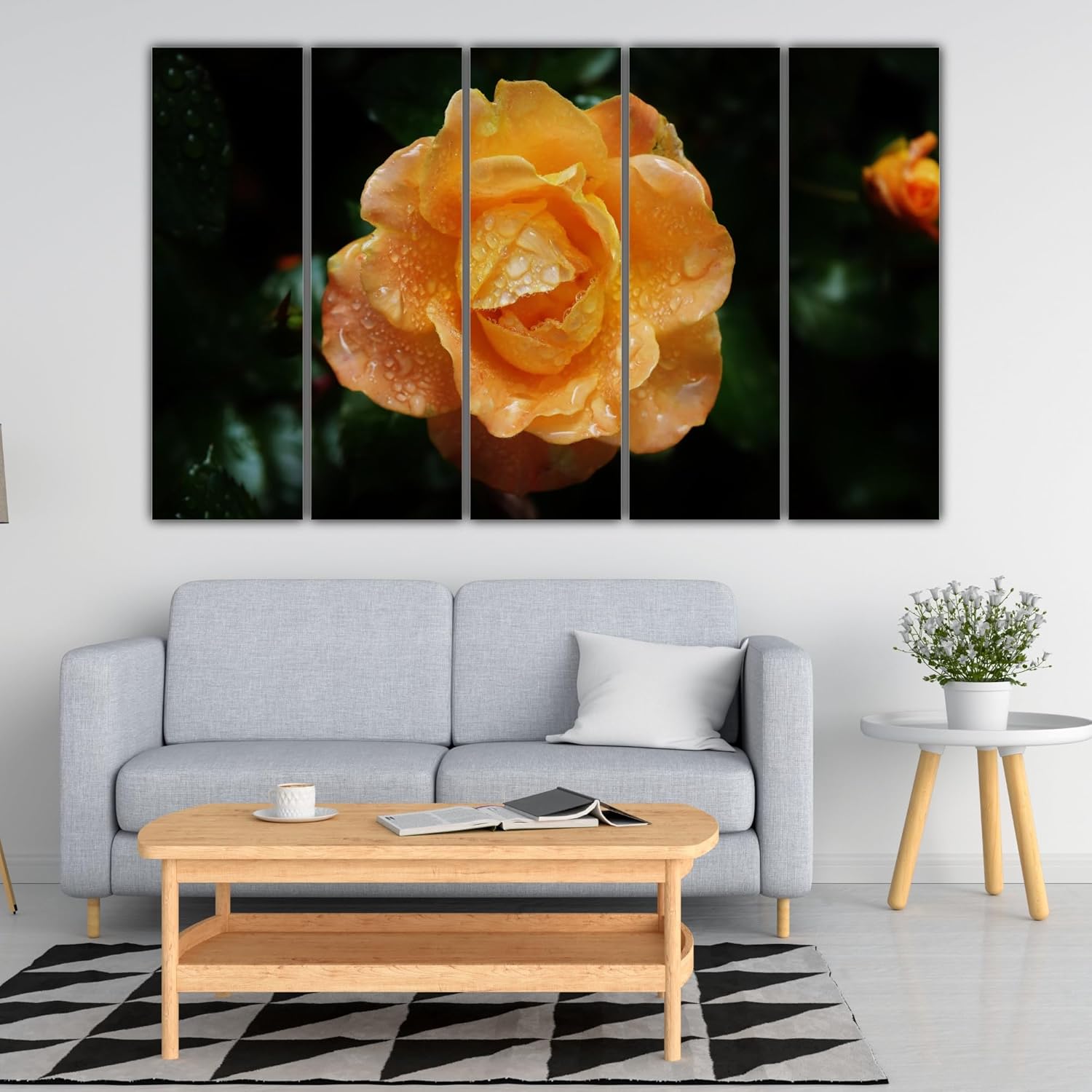 Close-up of a framed rose panel from the rose-tastic Wall Art collection showcasing splash-proof glossy finish