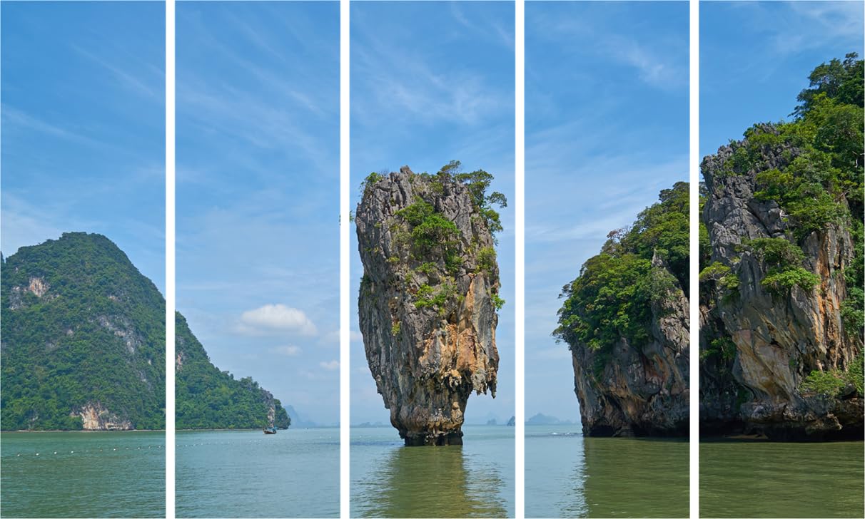Island-hopping Oasis: 5-Panel Framed Wall Art That Makes Your Walls Jealous (127x76cm)