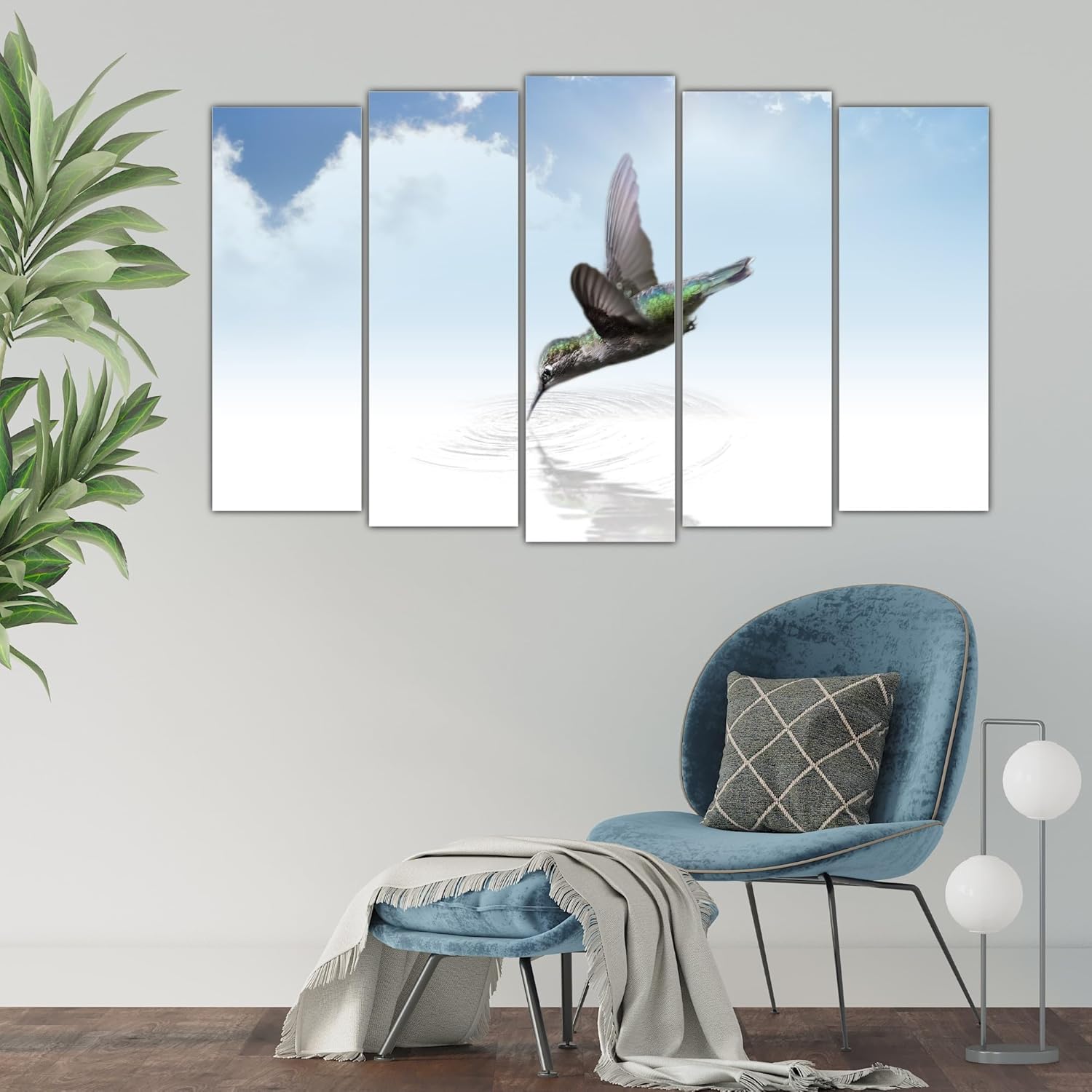 Vibrant bird illustration on a chic framed Wall Art set ready to brighten your room