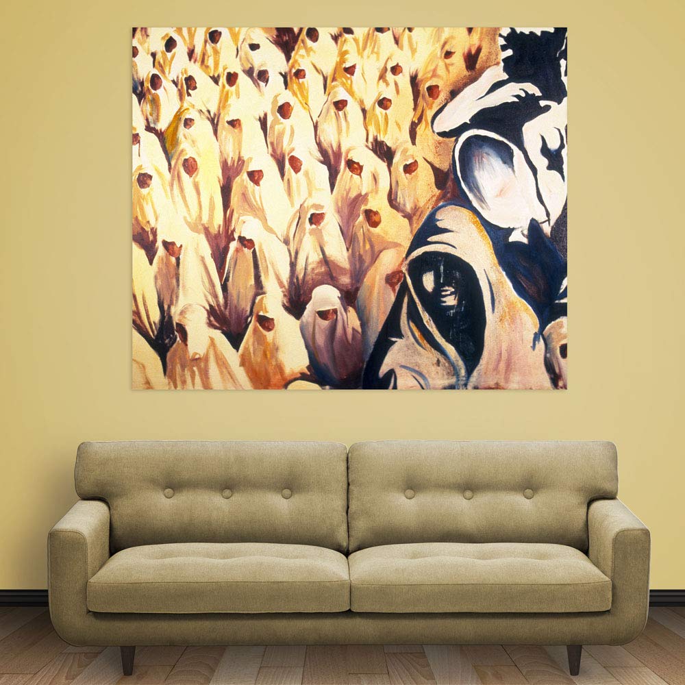 Join the Cult of Man Unframed Canvas Wall Art displayed in a modern living room setting