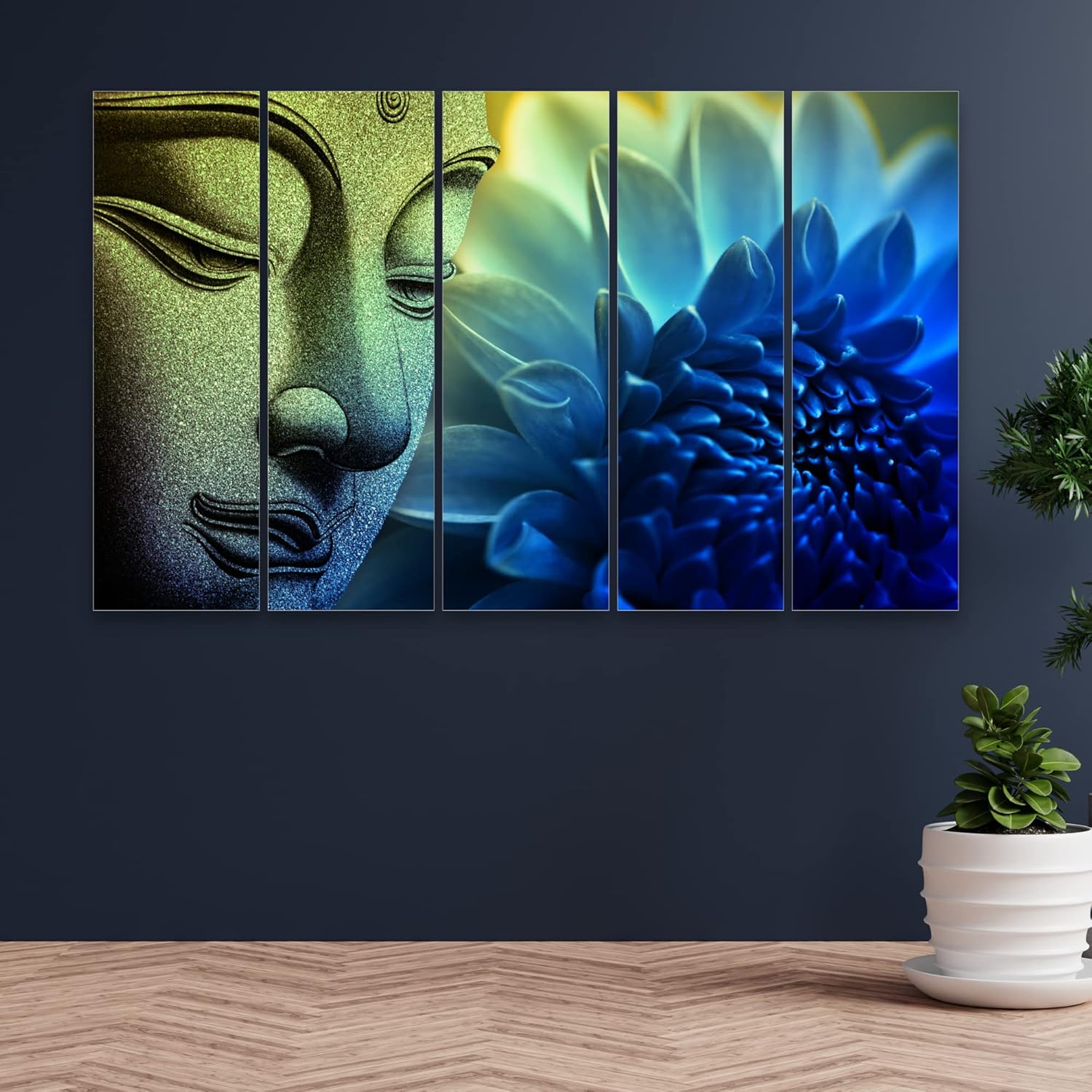 Close-up view of the splash-proof surface on Buddha-tiful Multi-Frame Framed Wall Art