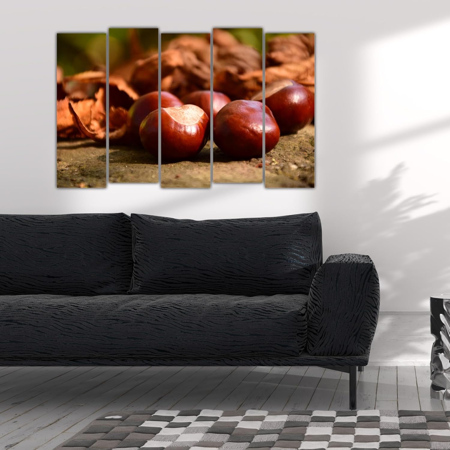Close-up of the Chestnut multi-panel photography framed wall arts textured MDF frames