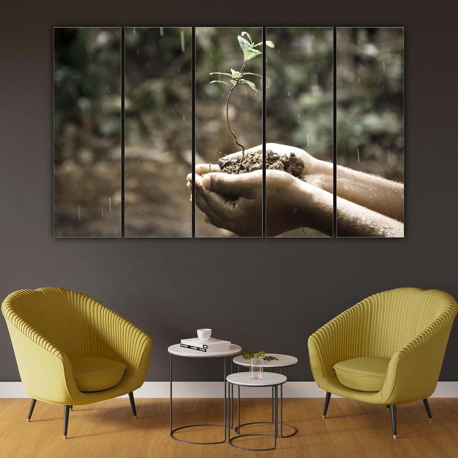 Close-up of the framed botanical photography panels from Leaf It To Plant-tography wall art displaying vivid plant details